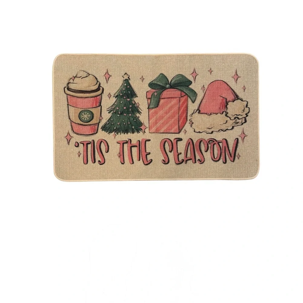 Festive Holiday Doormat with Seasonal Icons